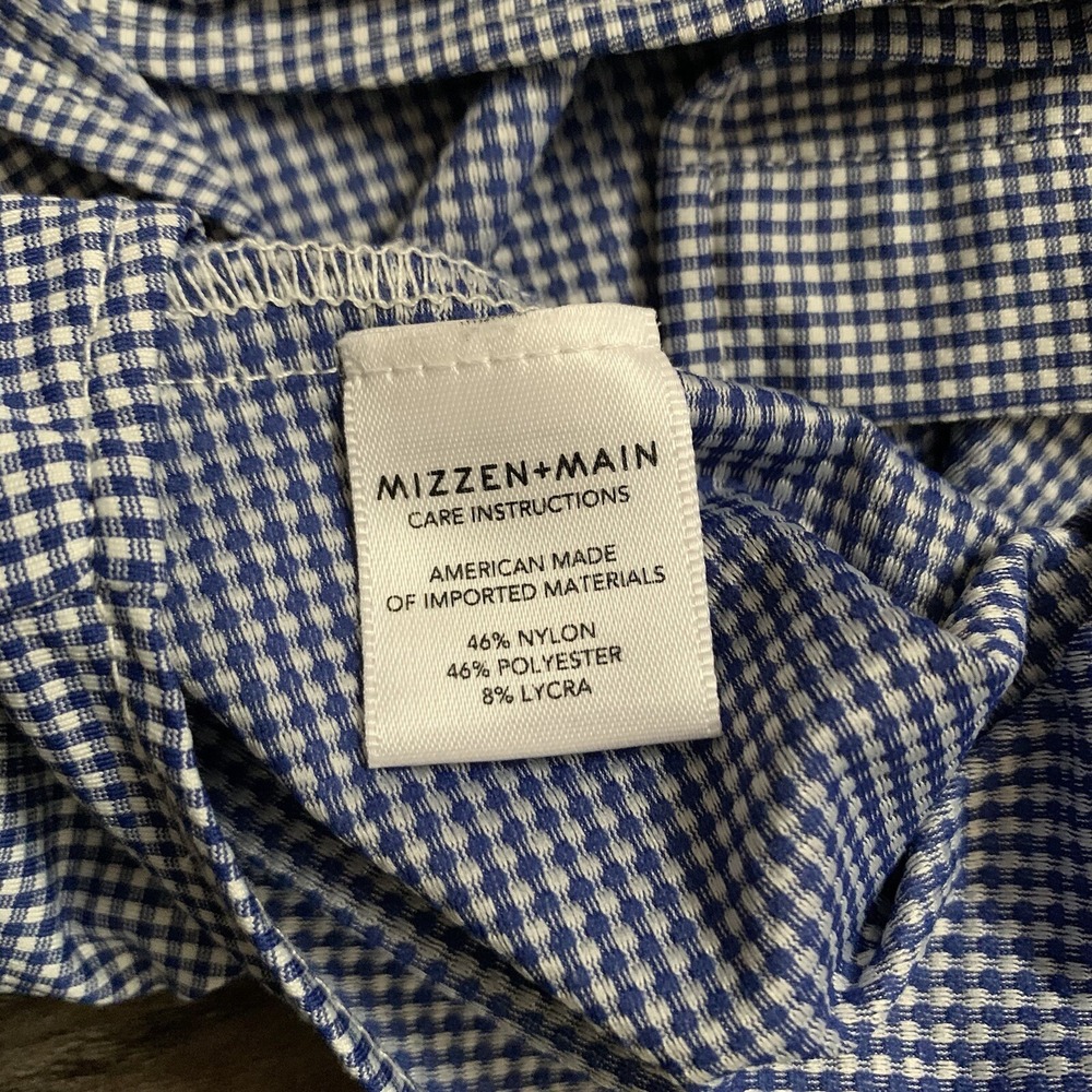Mizzen + Main Checked Blue Button Up Spinnaker Trim Fit Performance Small - Picture 7 of 8